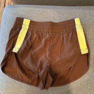 Brown and Yellow Women's Shorts